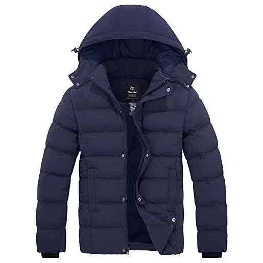 Wantdo cappotto invernale caldo cappotto con cappuccio a vento coat hood warm windproof giacca con cappuccio sportivo outdoor uomo blu scuro l
