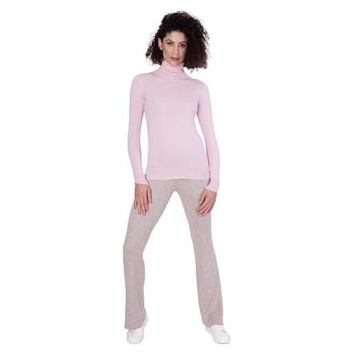 1st American maglia colore rosa dolcevita da donna in seta cashmere - maglione manica lunga invernale taglia xl