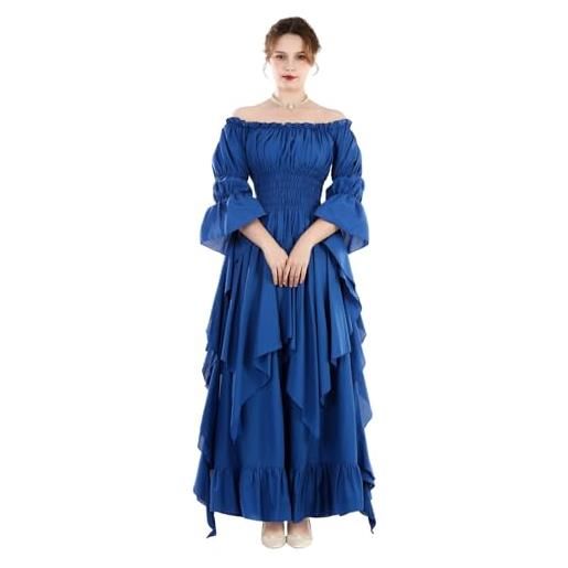 Fiamll abito vittoriano costume rinascimentale donna gotico abito da strega abito da sposa medievale, blu, xxl-xxxl