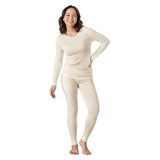 LAPASA 100% lana merino set termico intimo donna leggero strato base maglia a maniche lunghe e pantaloni lunghi l58 grigio l
