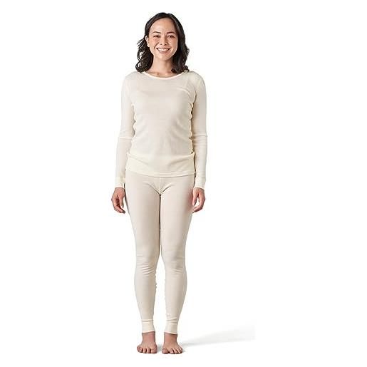 LAPASA 100% lana merino set termico intimo donna leggero strato base maglia a maniche lunghe e pantaloni lunghi l58 crema l