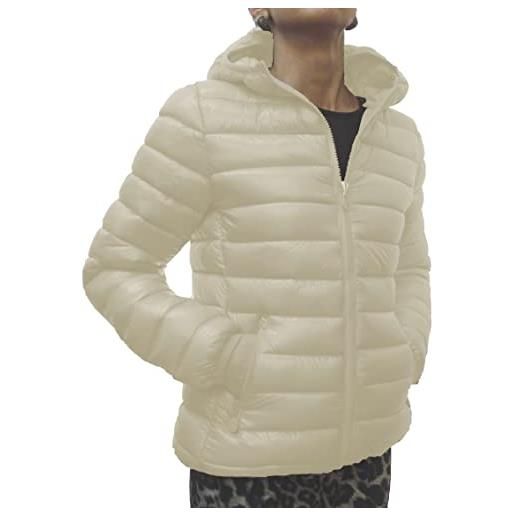Fantasy giacca piumino ecologico trapuntino cappuccio invernale ragazza donna (44 l it donna, blu)