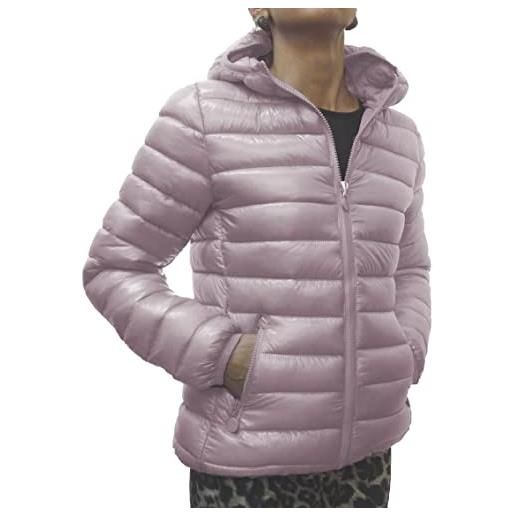Fantasy giacca piumino ecologico trapuntino cappuccio invernale ragazza donna (42 m it donna, panna)