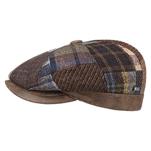 LIPODO city bic patchwork coppola - berretto con visiera da uomo - coppola contenente lana - berretto in lana con visiera in pelle - berretto invernale a colori 62 cm