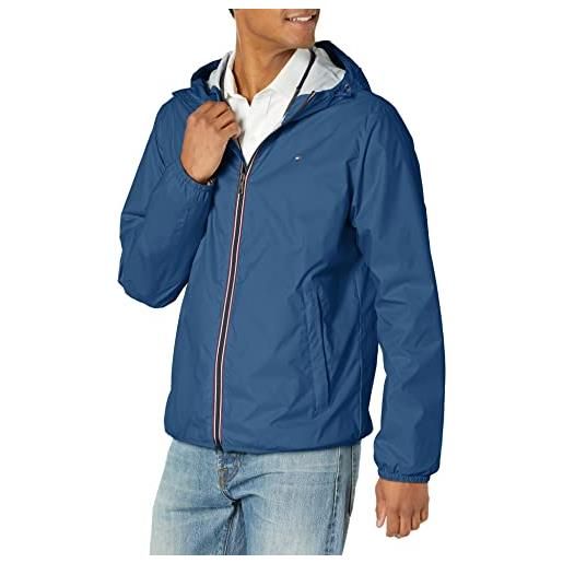 Tommy Hilfiger giacca antipioggia leggera da uomo active water resistant con cappuccio, mimetico, large