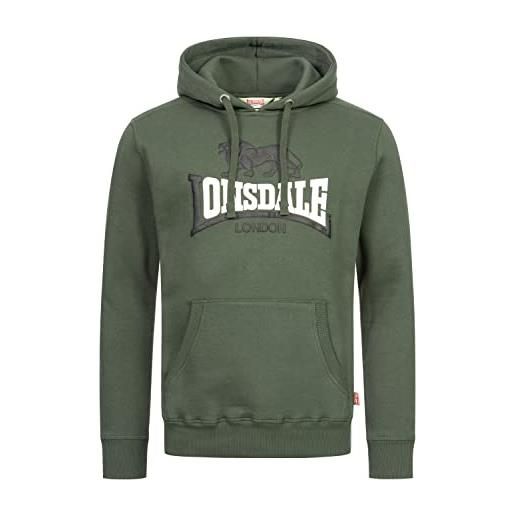 Lonsdale men hoodie thurning, colore: olive/black/white, taglia: l