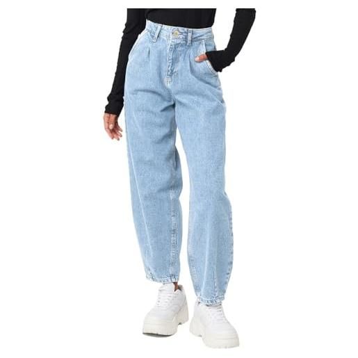 Vetinee jeans mom jeans a vita alta con palloncino allentato affusolato per le donne, nero ardesia. , m