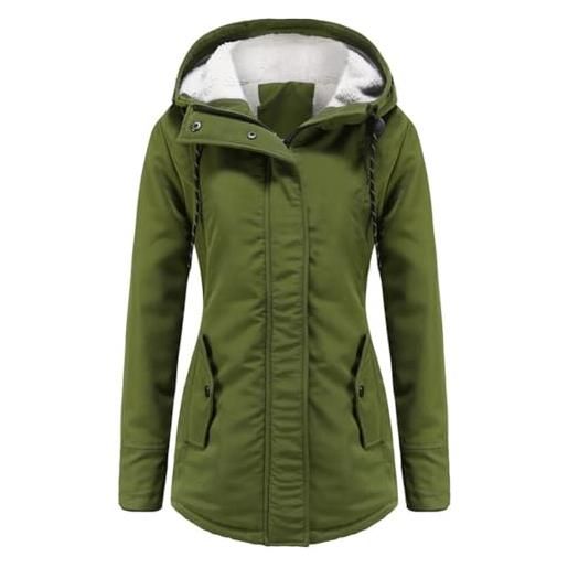YYNUDA donna inverno parka con cappuccio cappotto inverno caldo con cappuccio giacca lunga, verde, xl