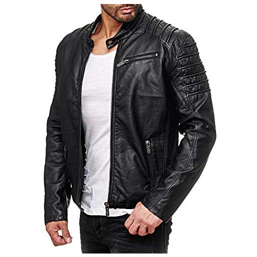 Redbridge giacca in pelle sintetica da uomo giubbotto in similpelle casual stile biker nero l