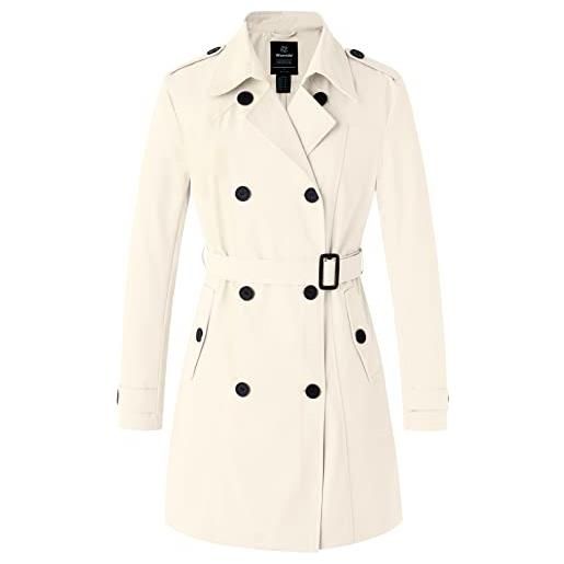 Wantdo cappotto donna primaverile leggero classico trench doppiopetto lungo parka impermeabile antivento trenchoat con cintura nero 42