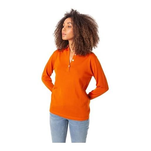 ETERKNITY maglione aderente con scollo a polo in qualità merino extrafine, arancione, s