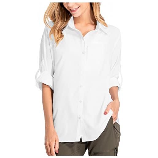 yeyity camicia da donna con protezione uv, a maniche lunghe, ad asciugatura rapida, per escursioni, per vacanze in spiaggia, elegante, kaki 01. , s