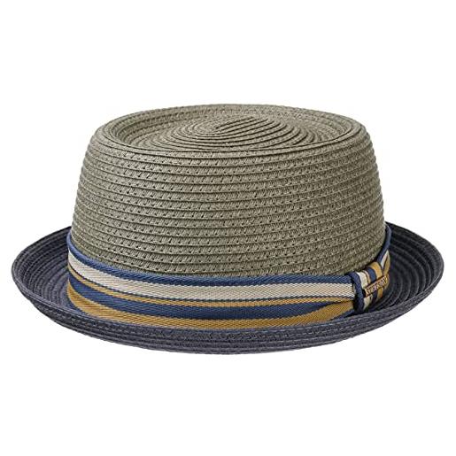 Stetson cappello di paglia licano toyo pork pie donna/uomo - cappelli da spiaggia sole con fodera, nastro in grosgrain primavera/estate - m (56-57 cm) natura