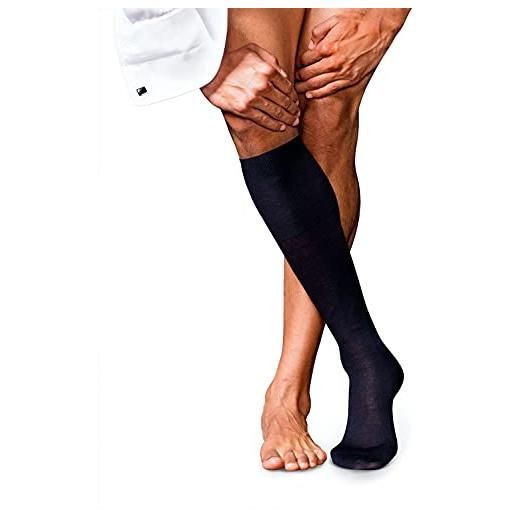 Falke no. 6 m kh lana seta al ginocchio tinta unita 1 paio, calzini lunghi uomo, nero (black 3000), 47-48