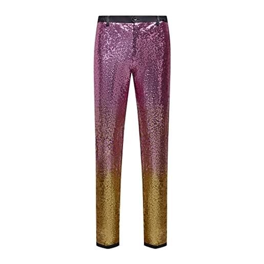 CARFFIV uomini moda gradiente colori paillettes pantaloni (m, gold black)