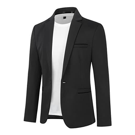 Allthemen blazer da uomo slim fit con un bottone suit jacket giacca elegante formale for wedding business evening da lavoro nero 3xl