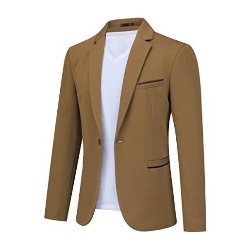 Allthemen blazer da uomo slim fit con un bottone suit jacket giacca elegante formale for wedding business evening da lavoro blu 3xl