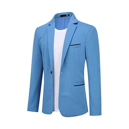 Allthemen blazer da uomo slim fit con un bottone suit jacket giacca elegante formale for wedding evening business da lavoro blu scuro s