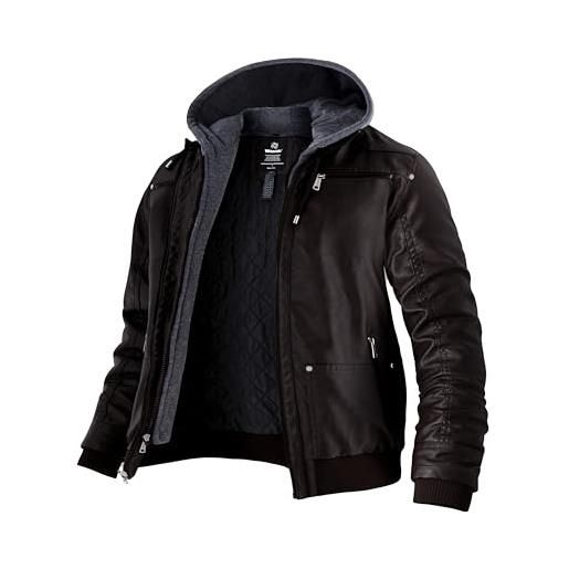 Wantdo giaccone invernale cappotto invernale giacconi invernali giubbotto pelle invernale spesso-nero s