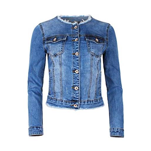 Fraternel giacca di jeans donna blouson denim sfilacciato azzuro taglia: xl