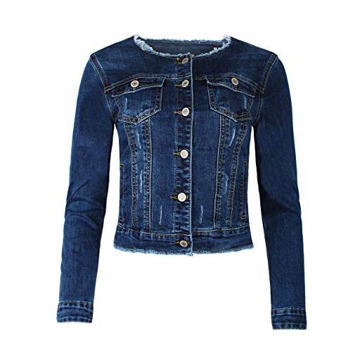 Fraternel giacca di jeans donna blouson denim sfilacciato azzuro taglia: s