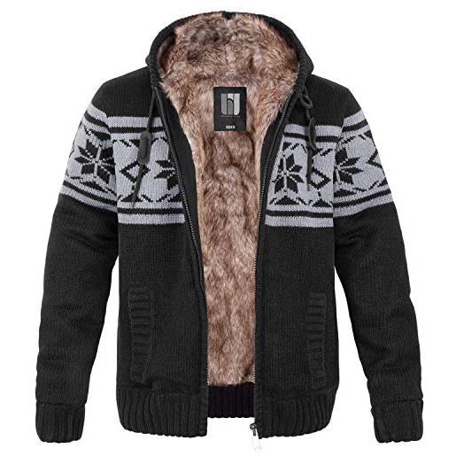 Bw-online-shop - maglione norvegese modello "taylor" con pelliccia, nero , xxxxxl