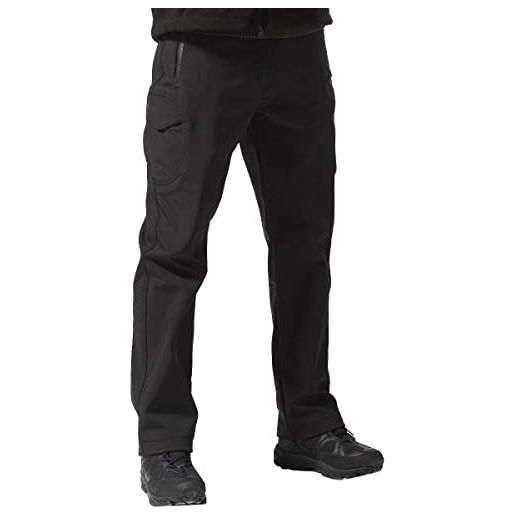 FREE SOLDIER pantaloni da lavoro uomo pantaloni sci termici pantaloni trekking impermeabile invernali pantaloni da caccia militari tattici pantaloni da neve softshell foderati in pile (nero, 48 lungo)