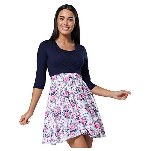 Vestito Premaman Per Allattamento Happy Mama - Maniche 3/4, Viscosa Ed Elastane, Taglie EU 36-46 - Foto 2