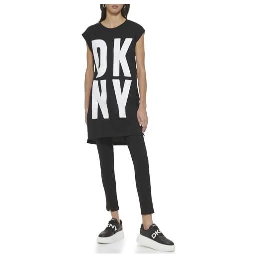 DKNY sportswear p0rd1b2j-maglietta con logo slv t-shirt, abito, grigio mélange, m donna