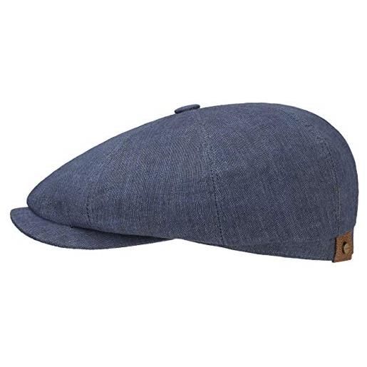 Stetson hatteras coppola in lino donna/uomo - berretto con fodera in cotone - con protezione uv 40+ - primavera/estate - blu scuro 61 cm