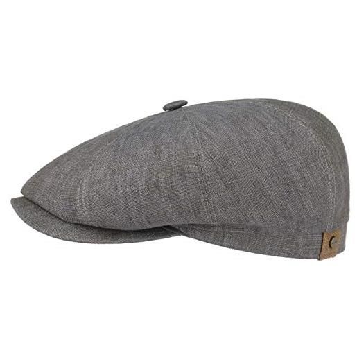 Stetson hatteras coppola in lino donna/uomo - berretto con fodera in cotone - con protezione uv 40+ - primavera/estate - grigio 58 cm