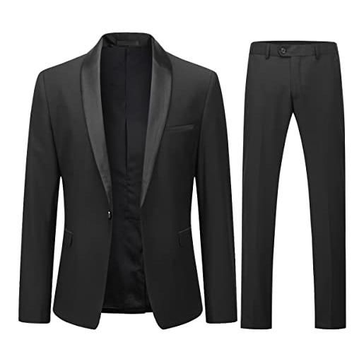 YOUTHUP abito da uomo fit 2 pezzi abito bavero 1 bottone matrimonio cena tuxedo blazer pantaloni