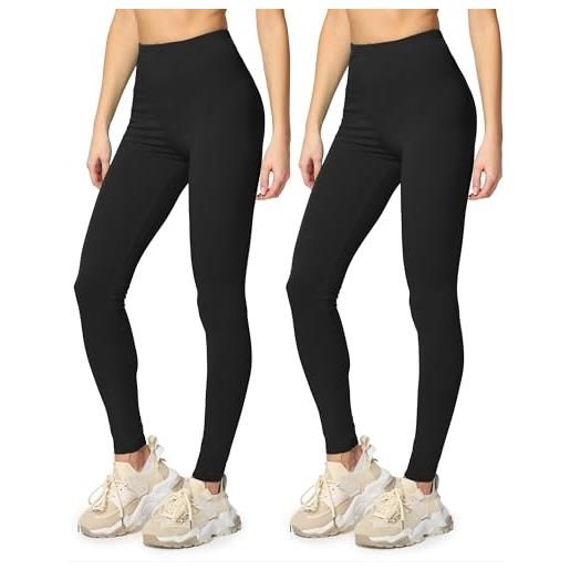 Merry Style leggings lunghi pantaloni donna (nero/nero, l)