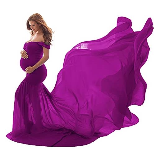 Odizli abito premaman servizio fotografico, senza spalline, in chiffon, in tulle a sirena, lungo in gravidanza, per feste, matrimoni, eleganti, abiti da sera, giallo. , taglia unica