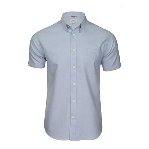 Ben Sherman - camicie casual - button down - manica corta - uomo (white (embroidered pocket logo)) m