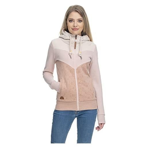 Ragwear trega zip maglione da donna streetwear 100% vegano, old pink, s