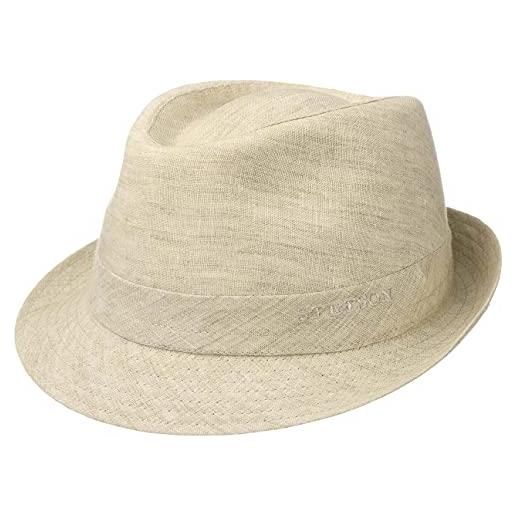 Stetson geneva trilby in lino donna/uomo - made italy cappello di tessuto estivo da sole con fodera primavera/estate - 58 cm beige