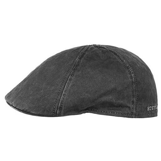Stetson coppola level da uomo - berretto con visiera in cotone - berretto maschile con protezione uv 40+ - stile vintage - berretto piatto con visiera estate/inverno - nero xl (60-61 cm)