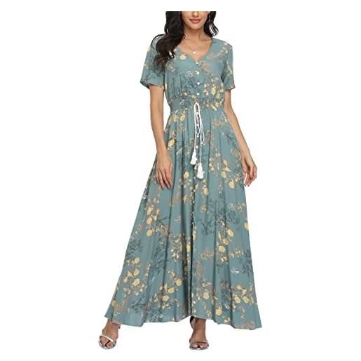 VOGMATE vestiti donna estivi lunghi abiti mare maxi dress casual boho chic vestito spiaggia fiori