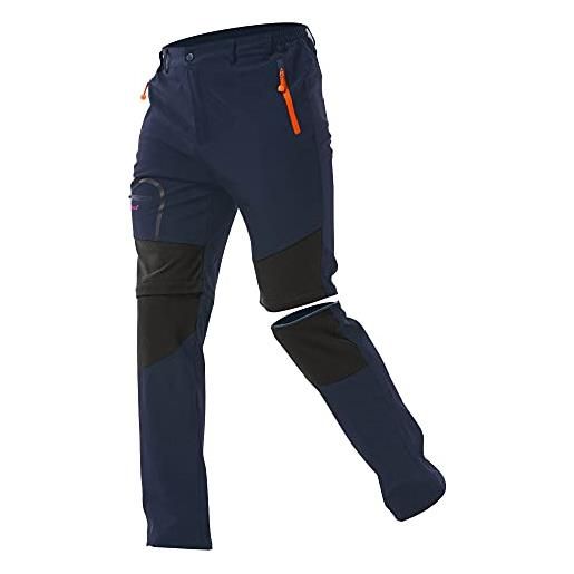 Zoerea pantaloni trekking uomo asciugare rapidamente traspiranti convertibile pantaloncini primavera estate sottile all'aperto alpinismo escursionismo calzoni (3xl, blu scuro)