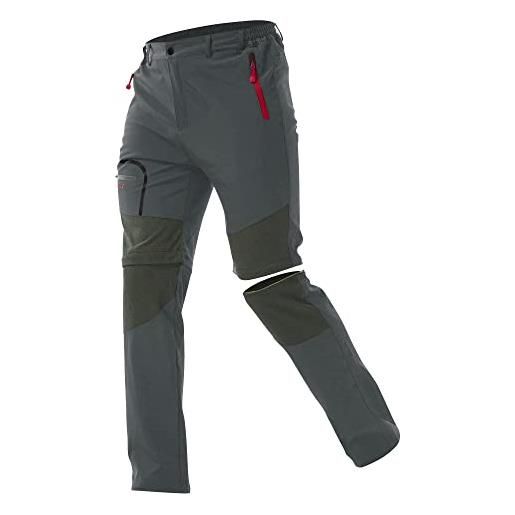 Zoerea pantaloni trekking uomo asciugare rapidamente traspiranti convertibile pantaloncini primavera estate sottile all'aperto alpinismo escursionismo calzoni (l, grigio)