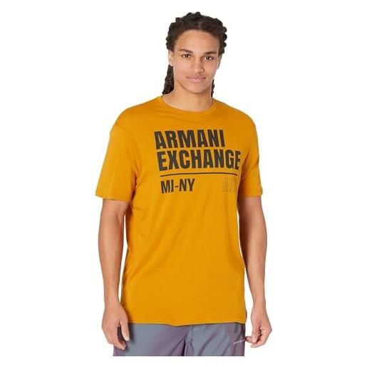 ARMANI EXCHANGE round neck, maxi logo on front, t-shirt, uomo, buckthorn, xxl