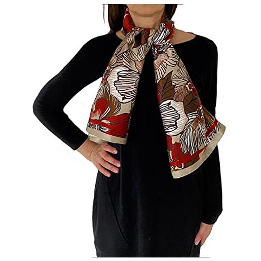 Silk of Como foulard da donna made in italy 100% raso di seta - taglia unica 90x140 stile quadrato tutte le stagioni - elegante scialle donna pashmina sciarpa invernale ideale per idee regalo (animalier)