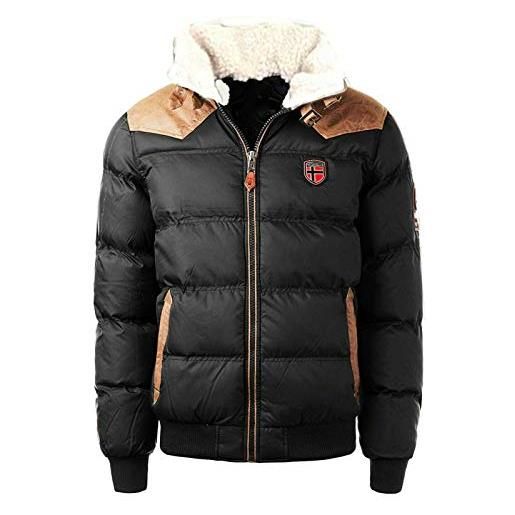 Geographical Norway abramovitch men - giacca calda uomo casual - cappotto cappuccio antivento - giubbotto caldo invernale giacca - giacche classico zip uomo parka nero 2xl