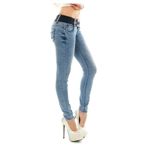Redseventy red seventy jeans skinny da donna in denim elasticizzato con cintura, taglie 38-40, light blue ripped t080, 44