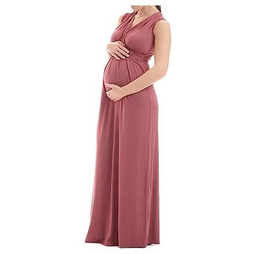 Herzmutter abito premaman lungo - abito da gravidanza - abito da allattamento - maxi abito estivo - festoso - abito da donna gravidanza - allattamento - 6900 (xl, blu scuro)