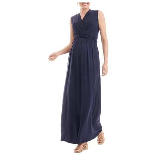 Herzmutter abito lungo per la maternità e la gravidanza - vestivo per l'allattamento - maxi abito estivo - festivo - abiti da donna per la maternità - allattamento - 6900 (m, blu scuro)