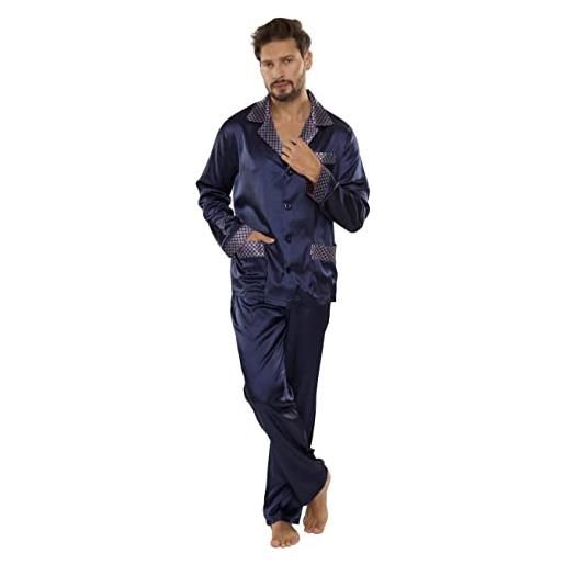 FOREX Lingerie pigiama uomo elegante e di ottima fattura in raso, bordeaux, l