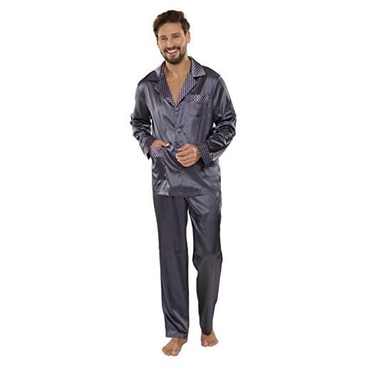 FOREX Lingerie pigiama elegante e di ottima fattura in raso, blu marino, m