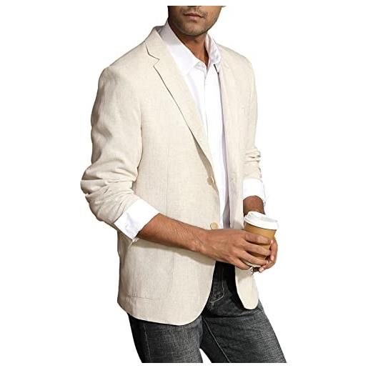 PJ PAUL JONES giacca da uomo casual, slim fit, in lino, leggera, con 2 bottoni, sporty slim fit leisure blazer, blu marino, s